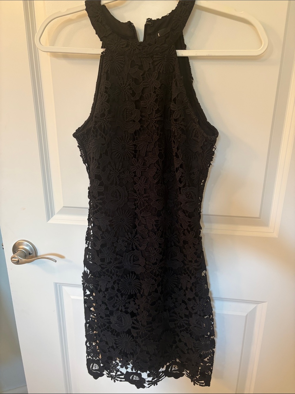 Lulu's Black Floral Crochet Halter Mini
